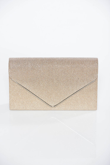 Gold occasional bag clutch shimmery metallic fabric