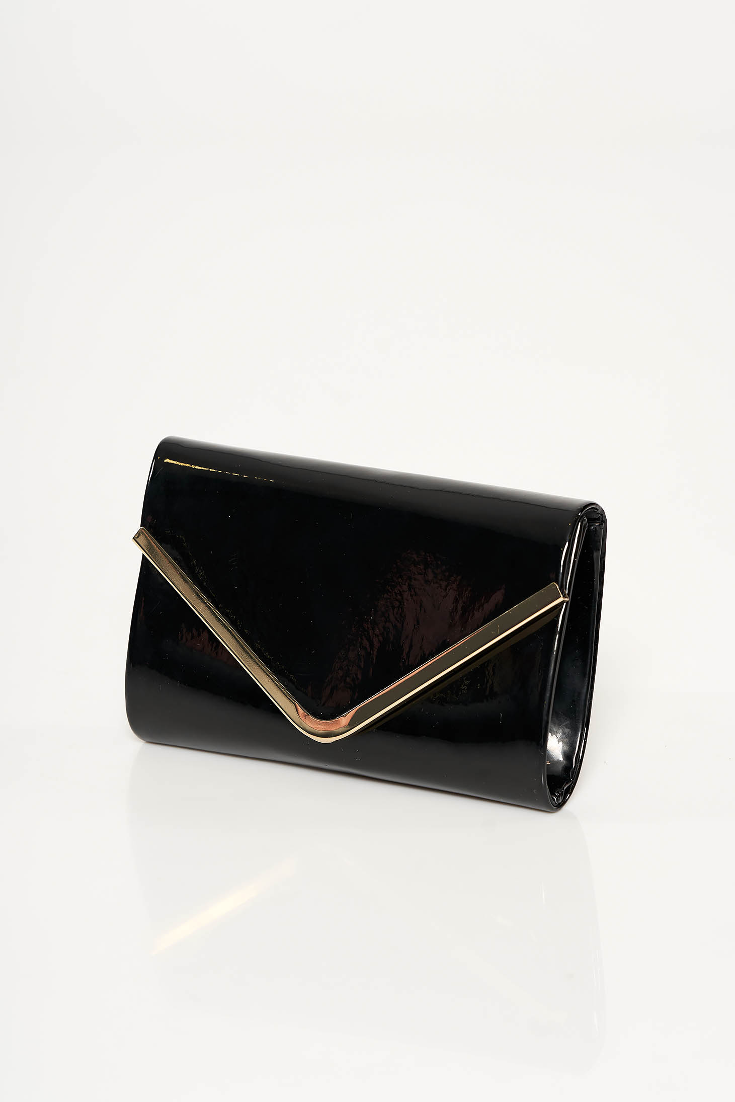 black shiny clutch bag