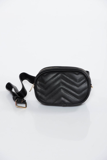 Black casual bag from ecological leather accessorized with belt
