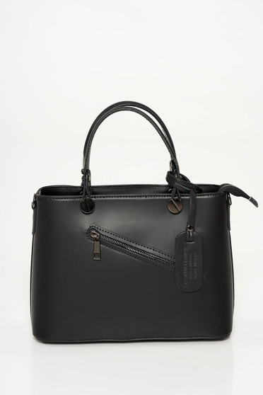 Black bag office natural leather medium grab handles