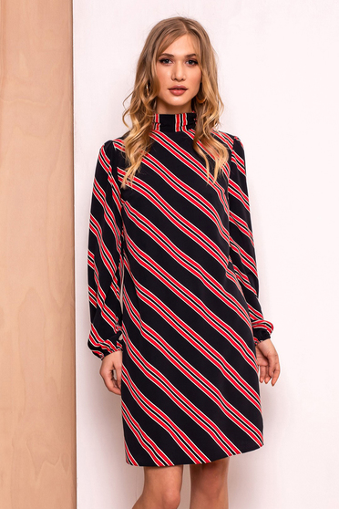 PrettyGirl black daily flared dress thin fabric with inside lining elastic held sleeves