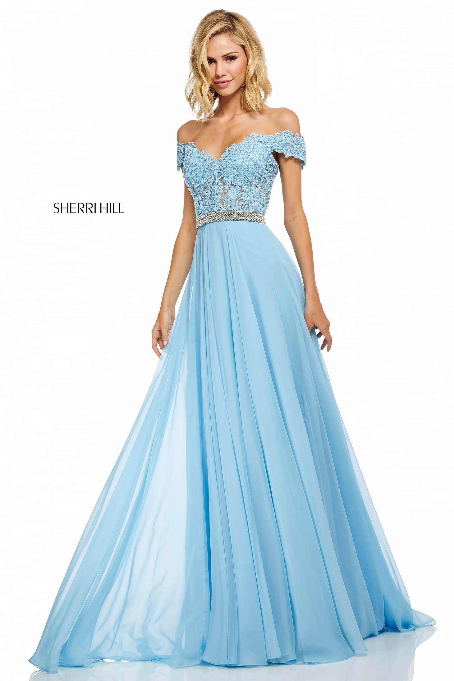 Rochie Sherri Hill 52729 Albastru Deschis