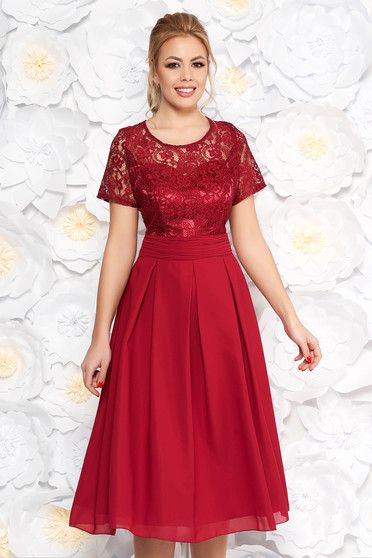 Burgundy occasional midi cloche dress slightly elastic fabric laced with inside lining with cut back