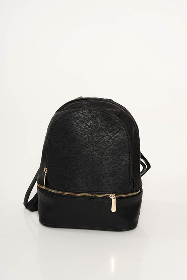 Black casual backpacks from ecological leather zipper accessory