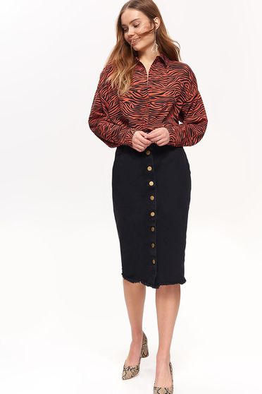 Top Secret red women`s shirt casual with easy cut with animal print