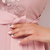 Rochie din voal si dantela roz-deschis asimetrica in clos - StarShinerS