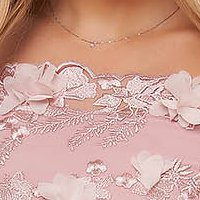 Rózsaszínű aszimetrikus harang ruha muszlin anyagból és csipkés díszitéssel - StarShinerS