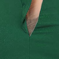 Dark Green Pencil Dress made from Slightly Elastic Fabric with Ruffle and Front Slit - StarShinerS