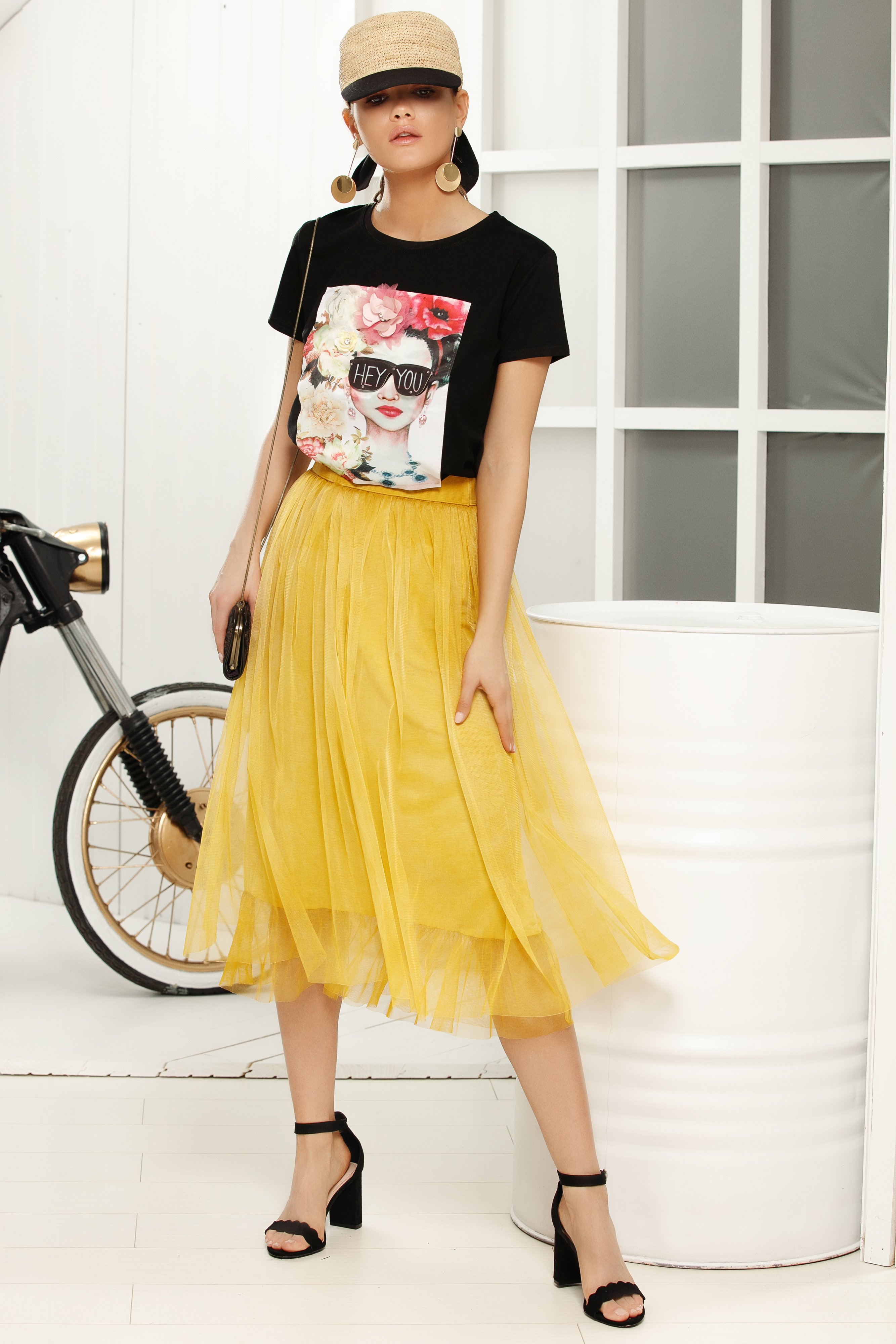 Tulle midi skirt outlet yellow