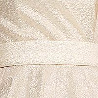 Golden metallic-looking non-stretch dress in cloche style with ruffles - Ana Radu