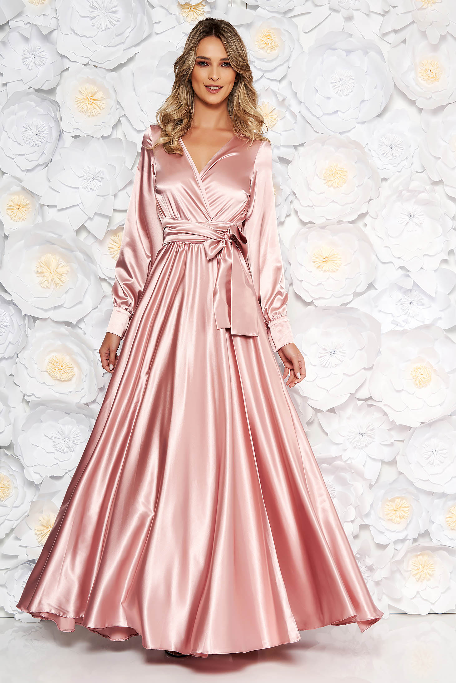 Rochie Ladonna Roz Prafuit De Ocazie Lunga In Clos Cu Elastic In