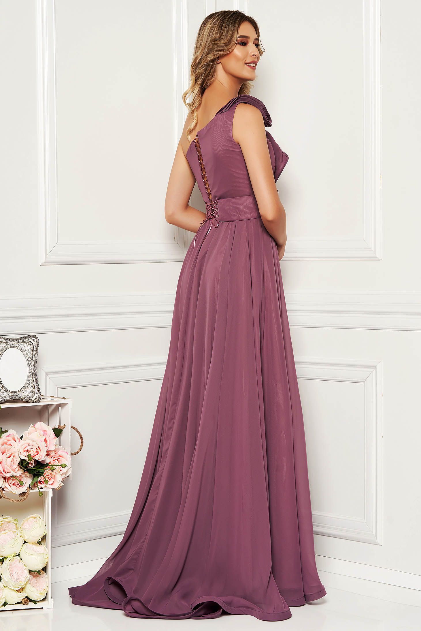 Ana Radu purple luxurious dress from veil fabric with inside lining ...