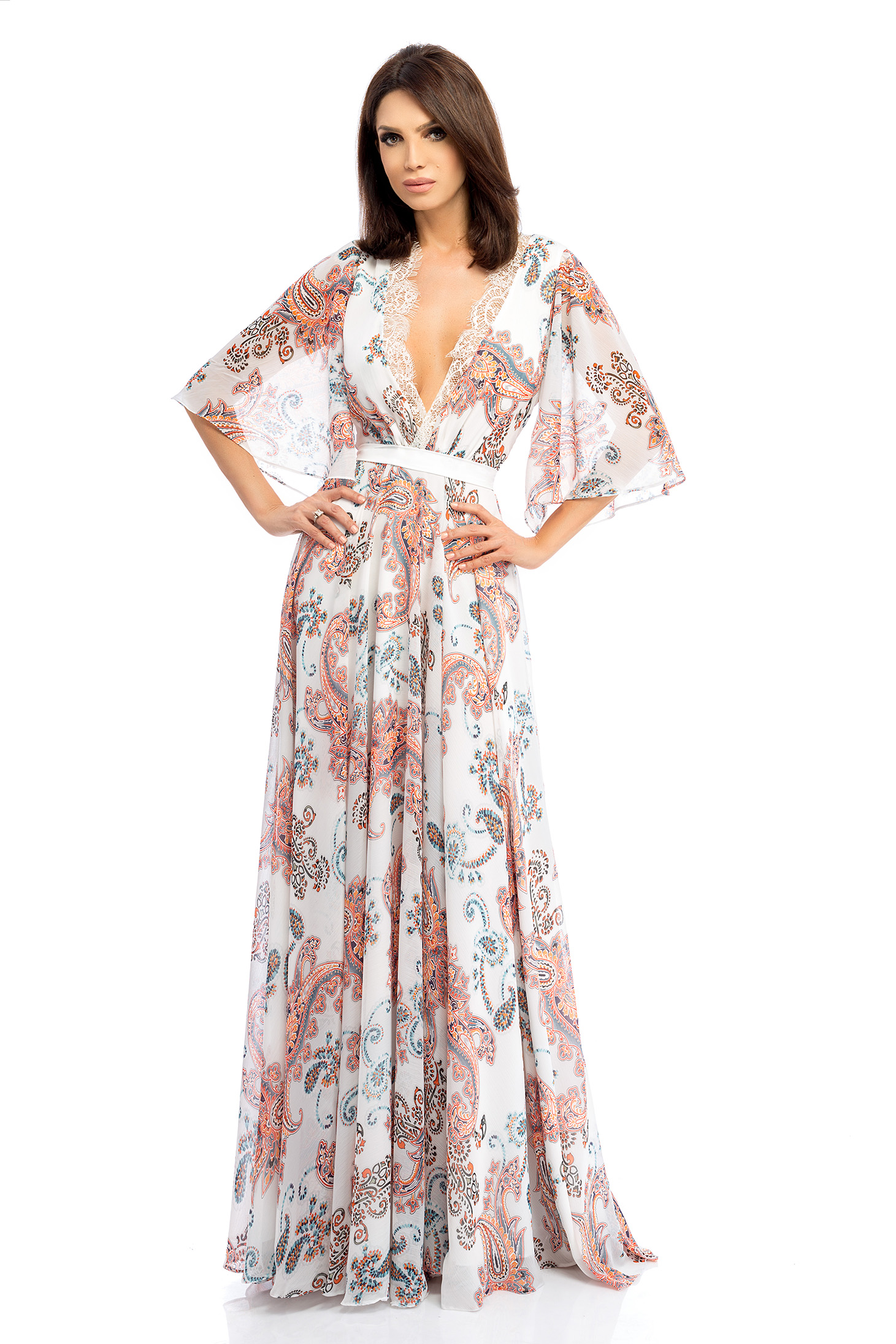 maxi dress with butterfly sleeves