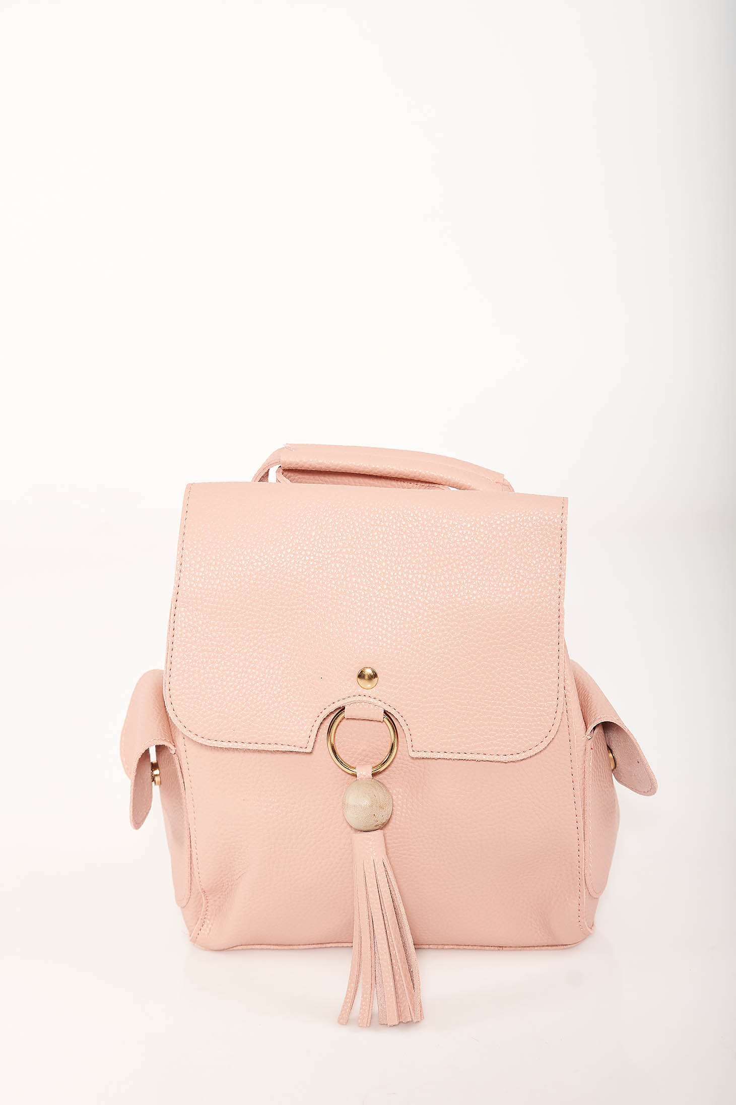 pink faux leather backpack