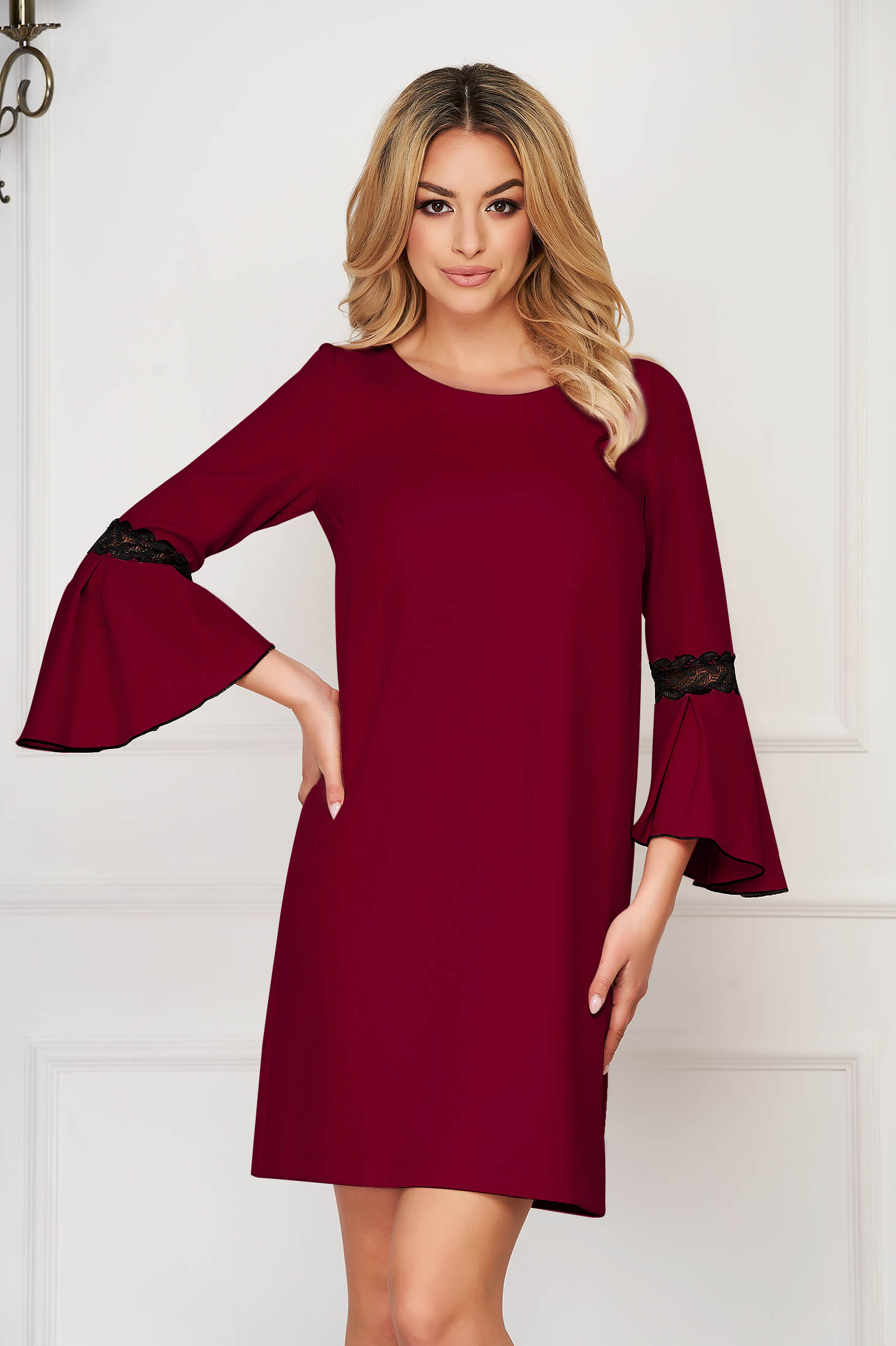 Burgundy dress with outlet bell sleeves