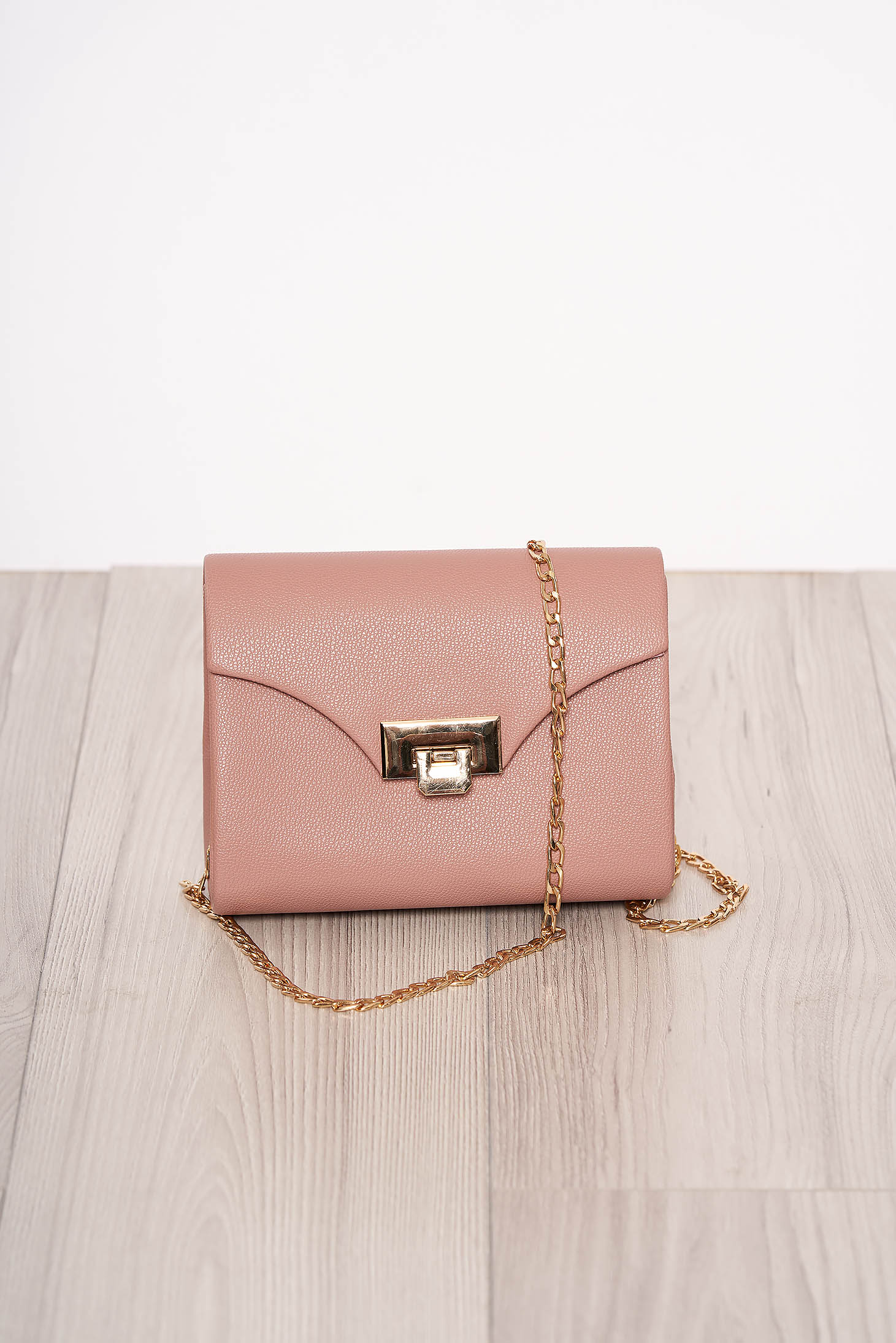 Lightpink bag occasional faux leather long chain handle detachable chain 1 - StarShinerS.com