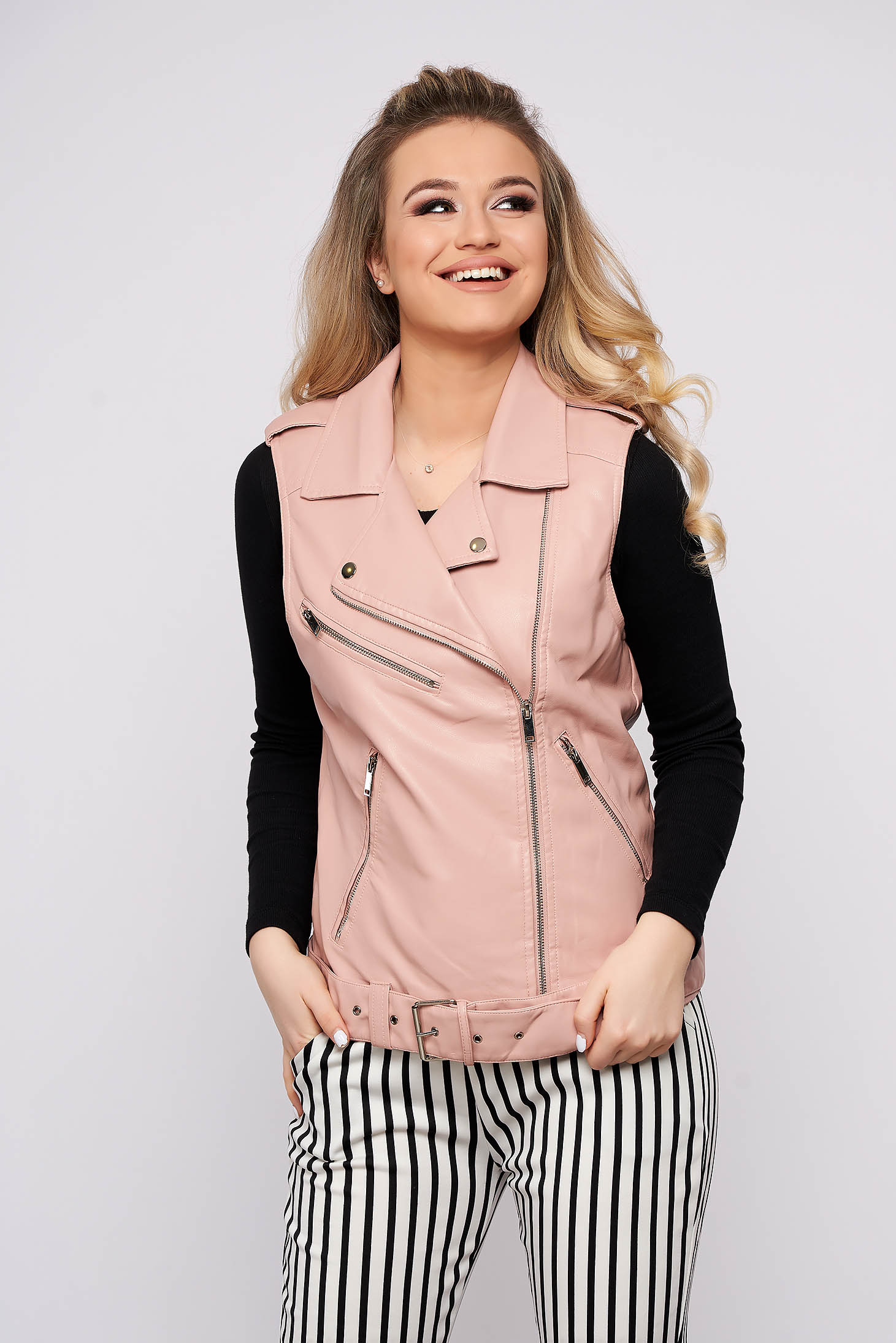 Lightpink gilet from ecological leather