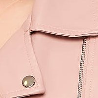 Púder rózsaszínű casual műbőr ujjatlan zsebes cipzárral zárható mellény