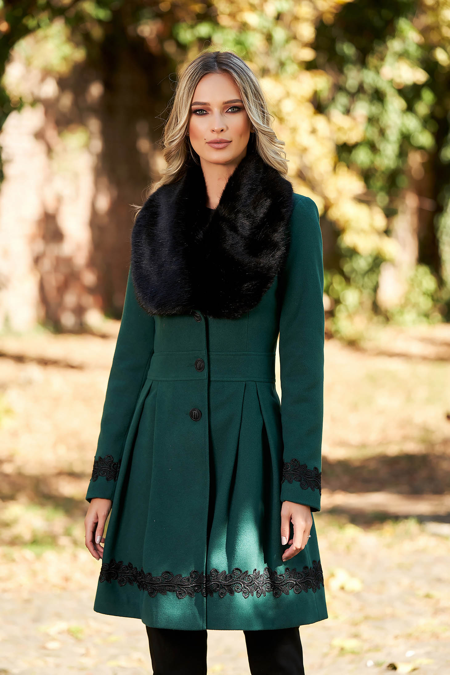 teal fur collar