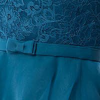 Long turquoise tulle dress with ruffle - Ana Radu