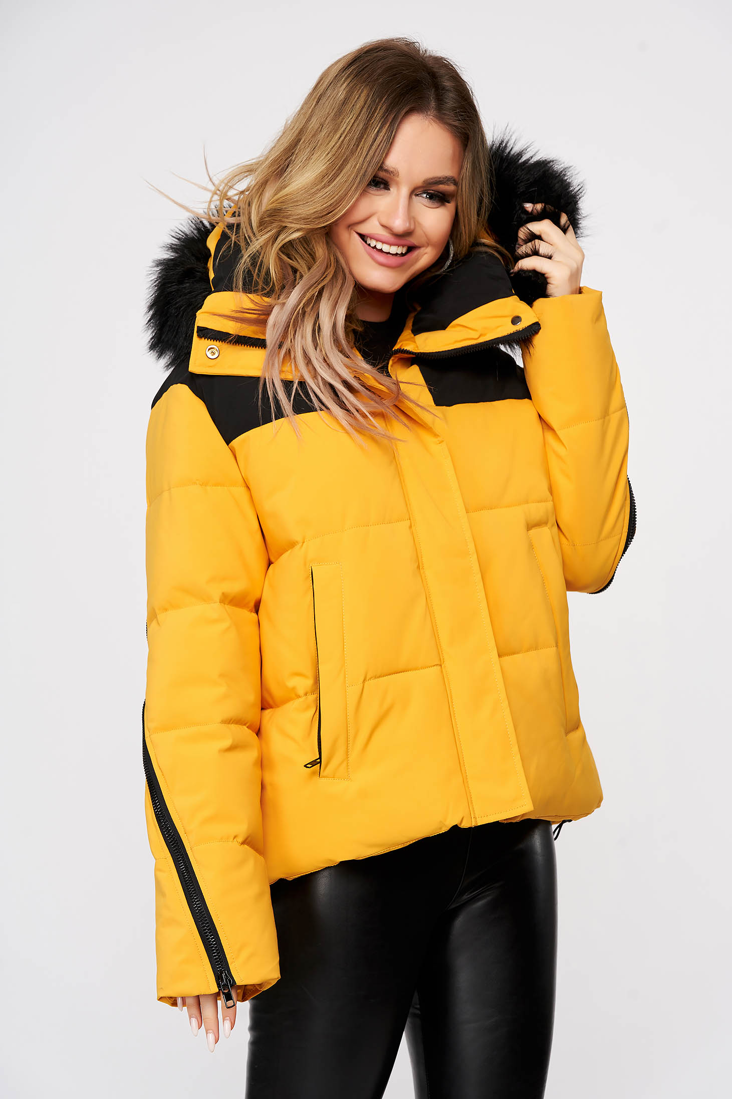 mustard jacket with hood