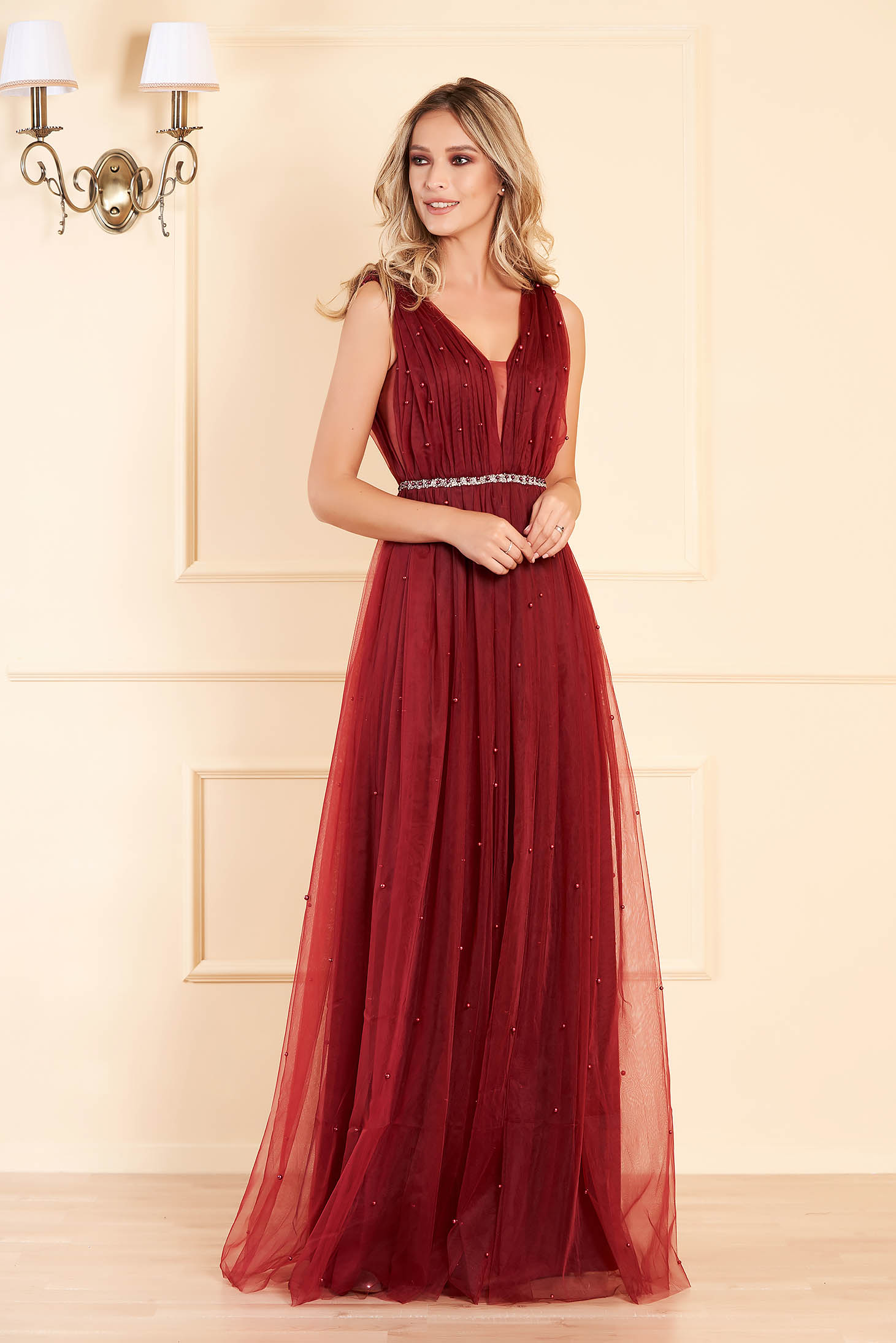 burgundy long dress