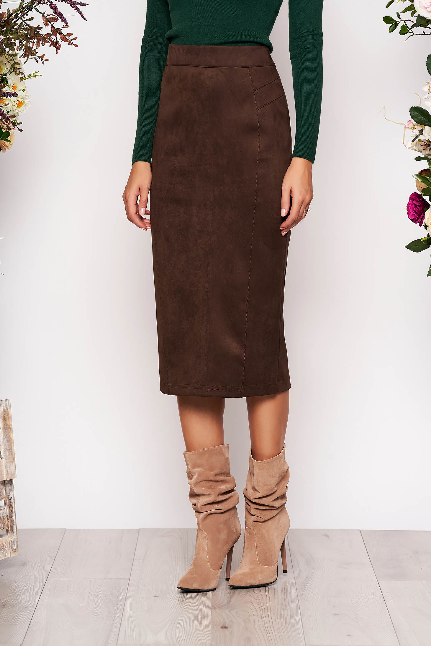 Dark brown clearance pencil skirt