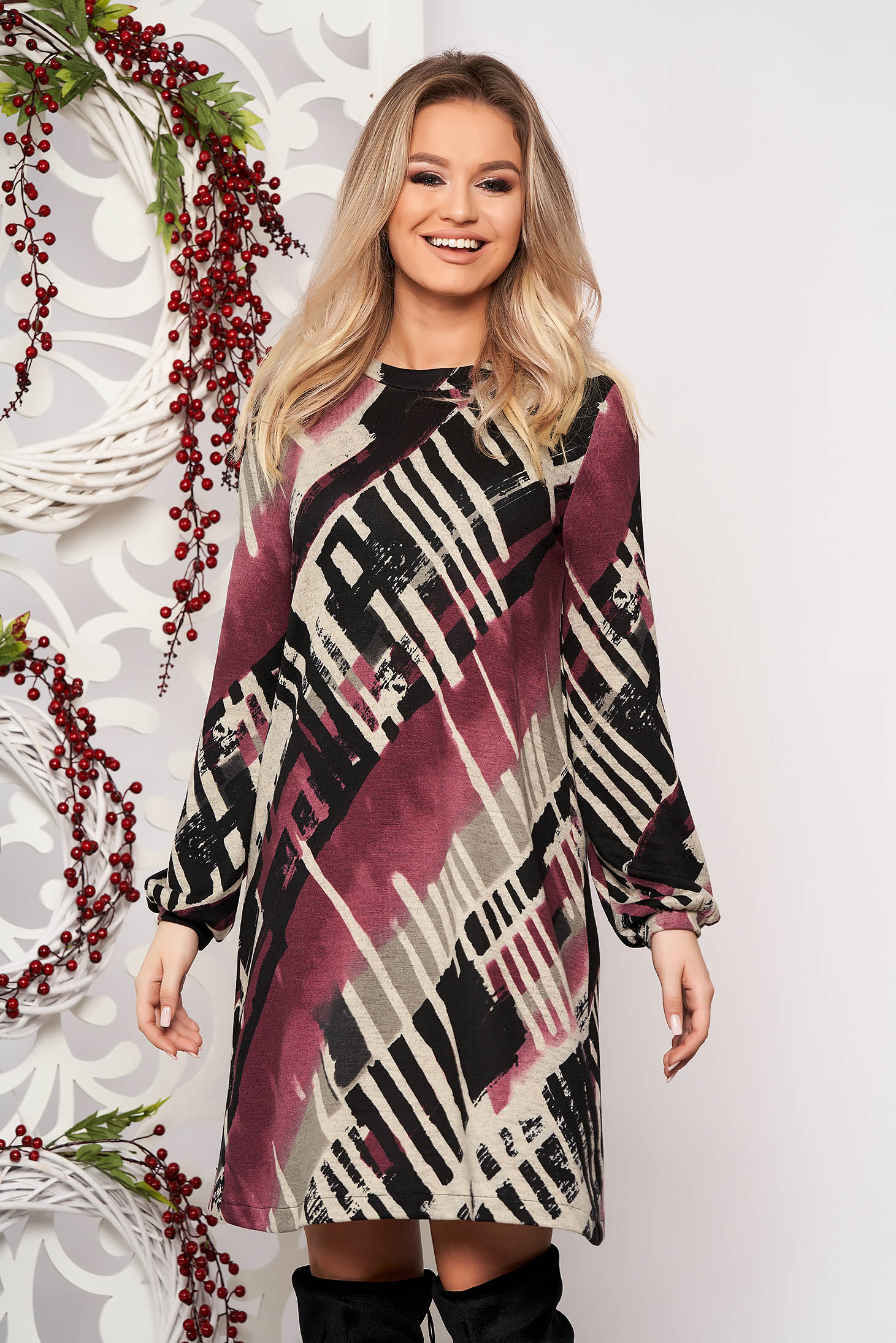 StarShinerS purple daily with easy cut dress knitted fabric