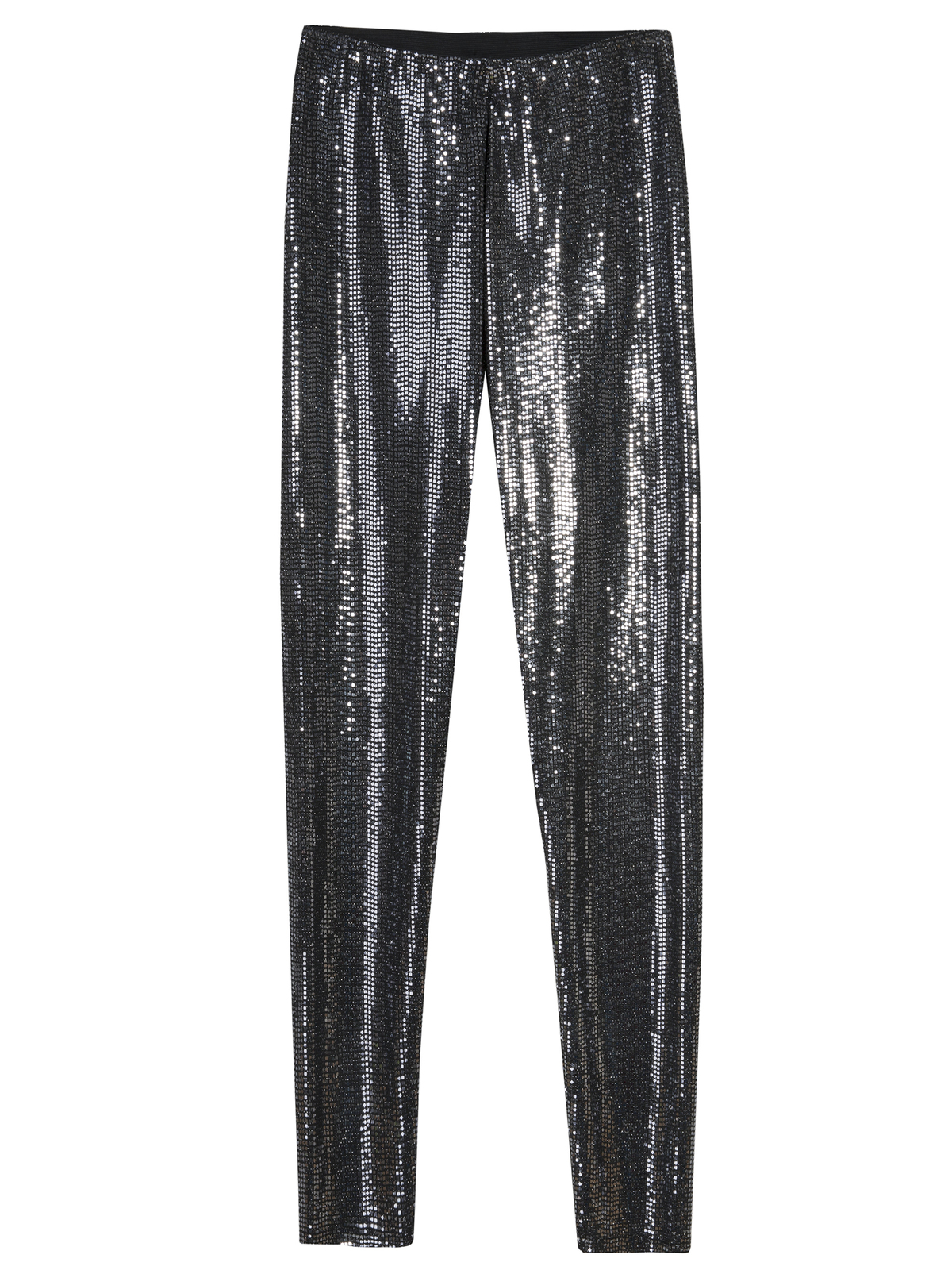 Colanti Top Secret negri lungi cu paiete cu elastic in talie si talie medie