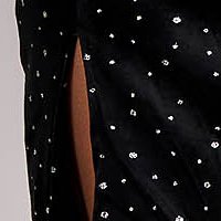 Rochie din catifea neagra tip creion cu aplicatii cu sclipici si decolteu asimetric - StarShinerS