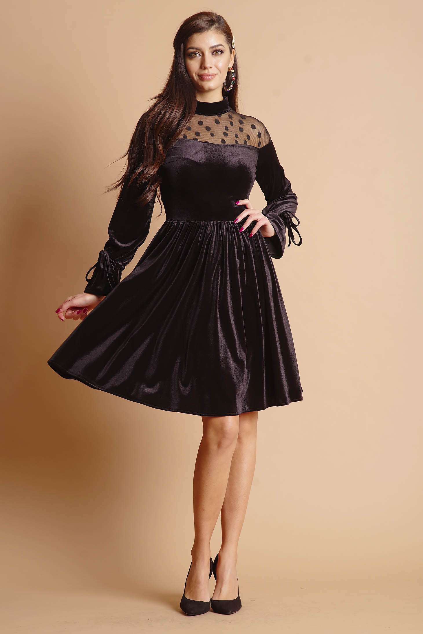 black net midi dress