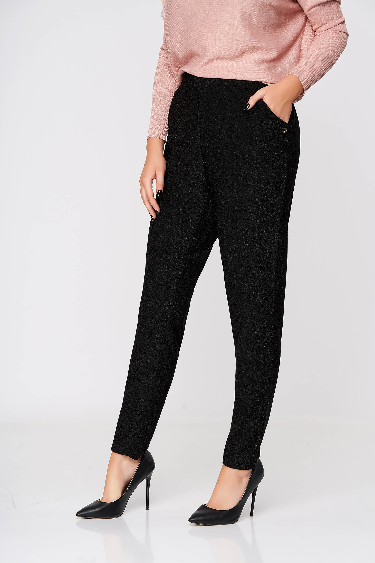 Black trousers casual conical with pockets long