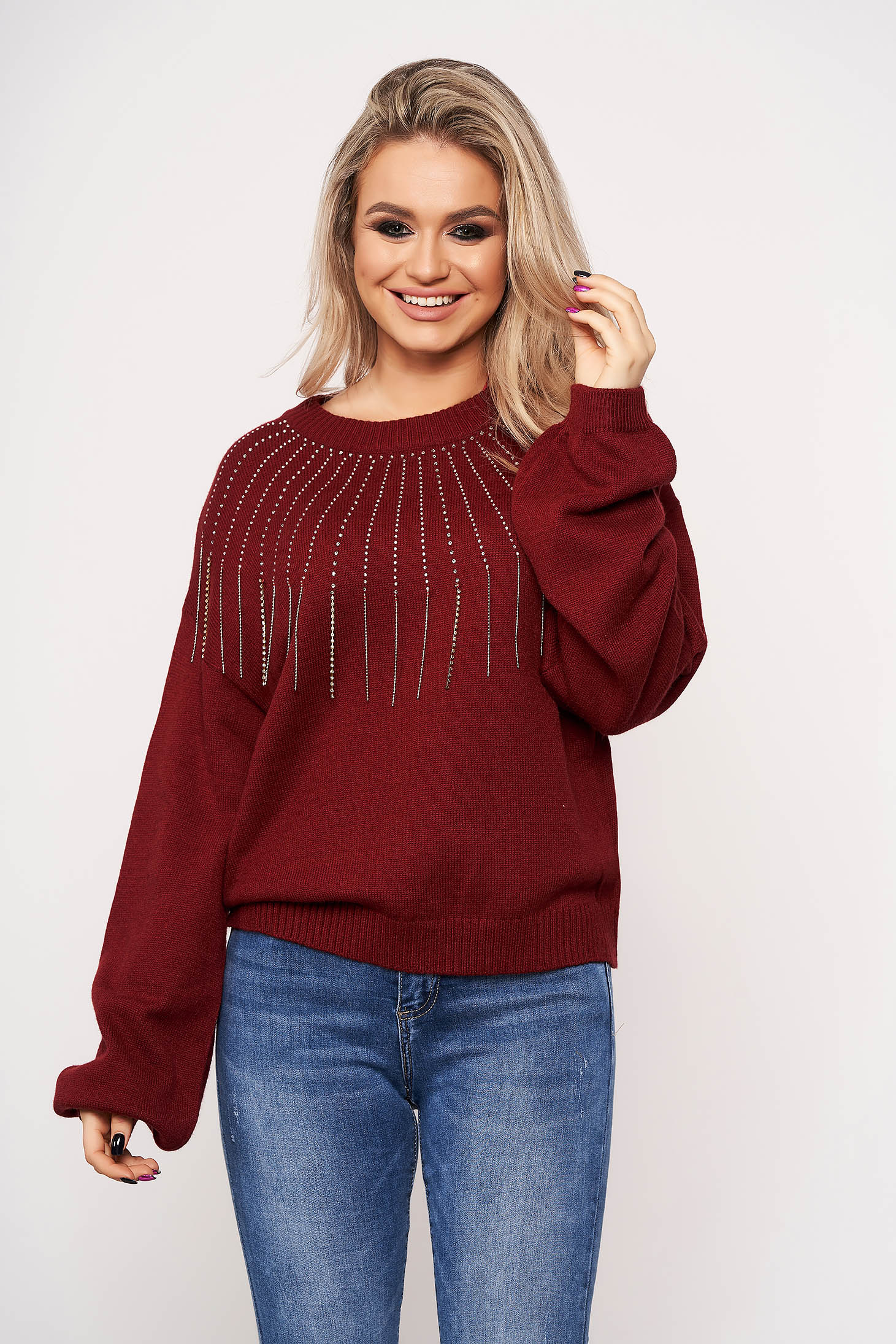 Burgundy sweater long sleeve with 