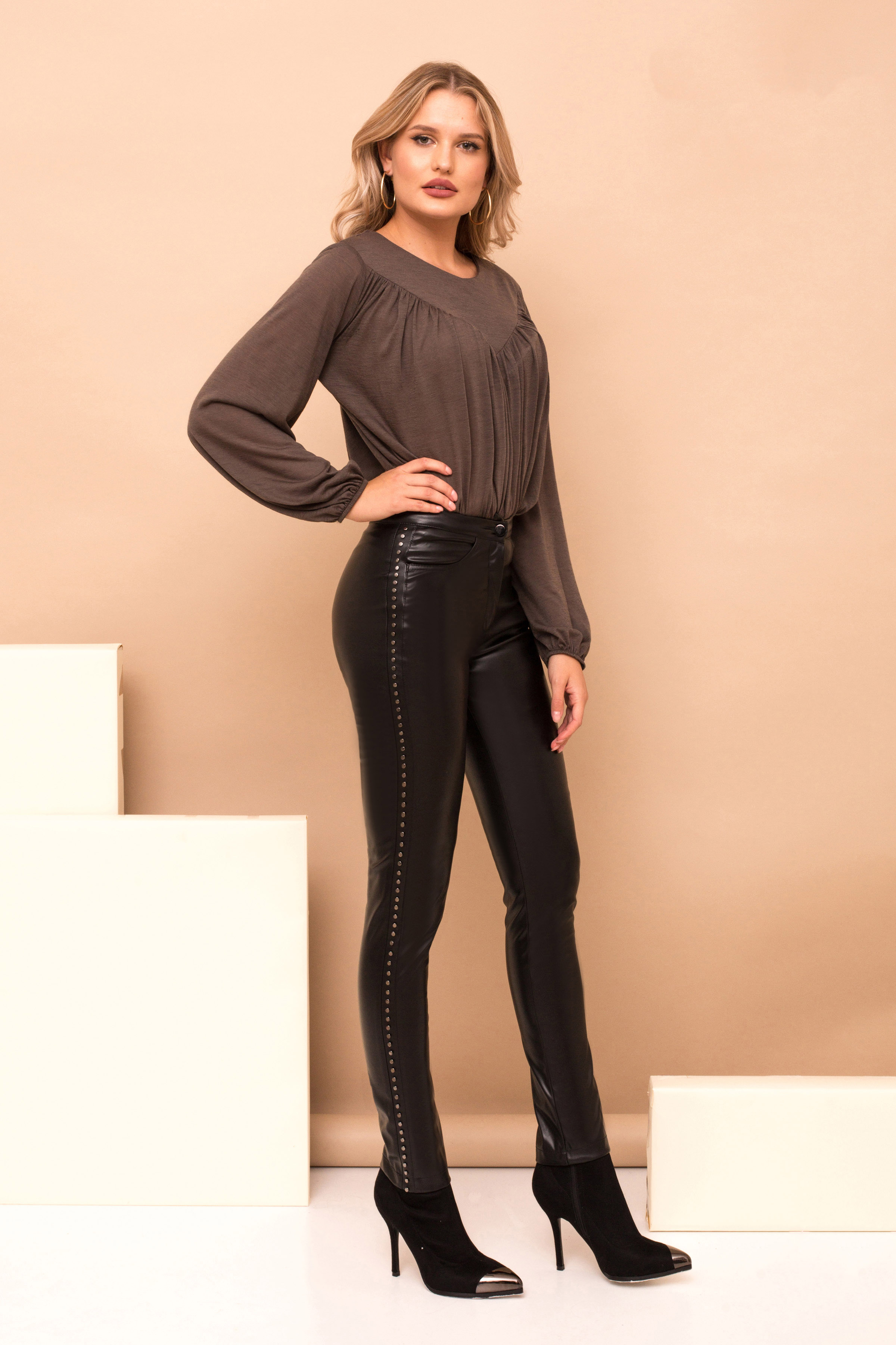 Black trousers clubbing high waisted with metallic spikes from ...