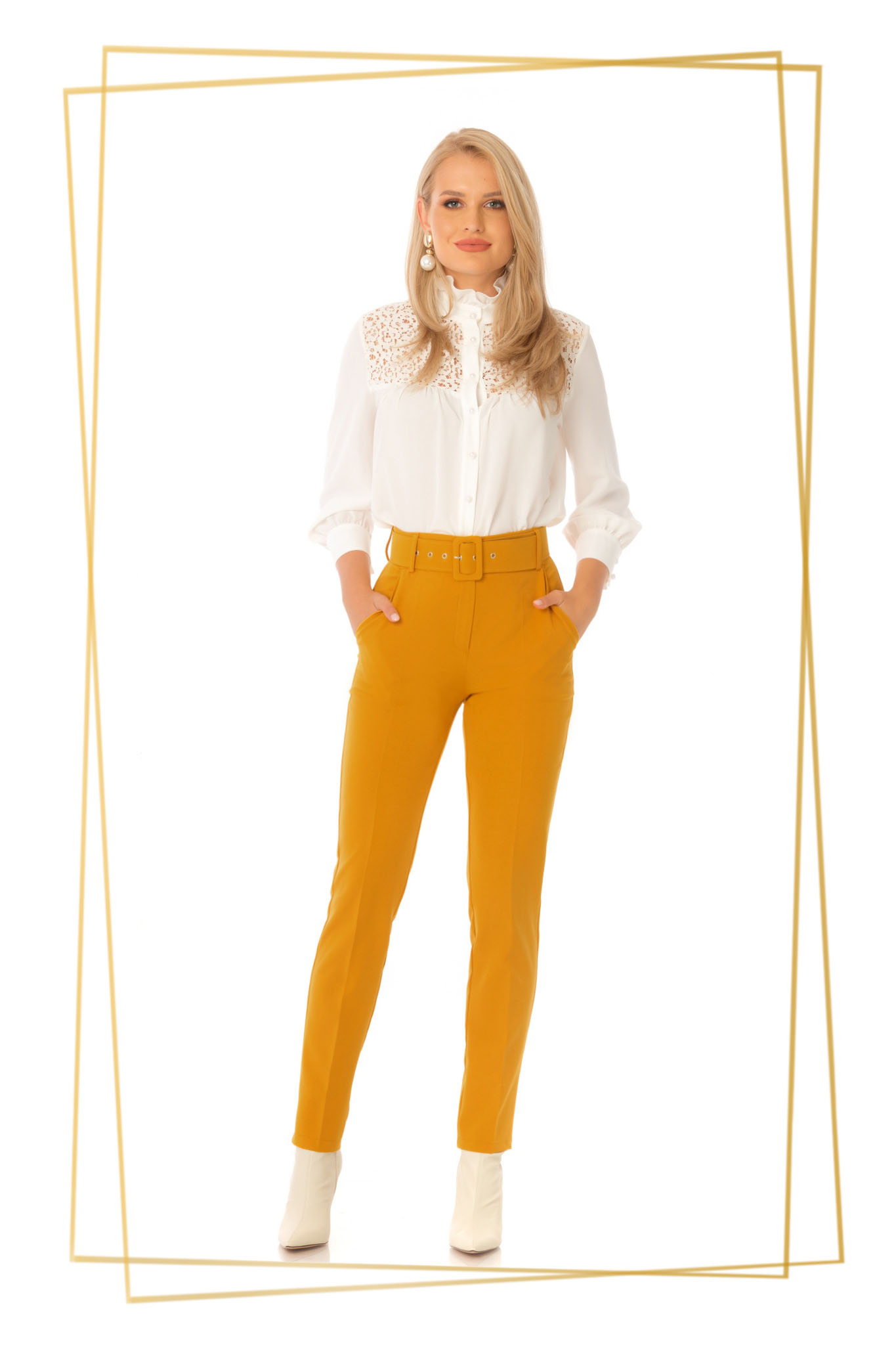 mustard high waisted trousers