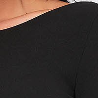 Black Crepe Midi Pencil Dress with Round Back Neckline - StarShinerS