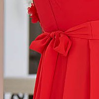 Piros aszimetrikus harang ruha muszlin anyagból és csipkés díszitéssel - StarShinerS