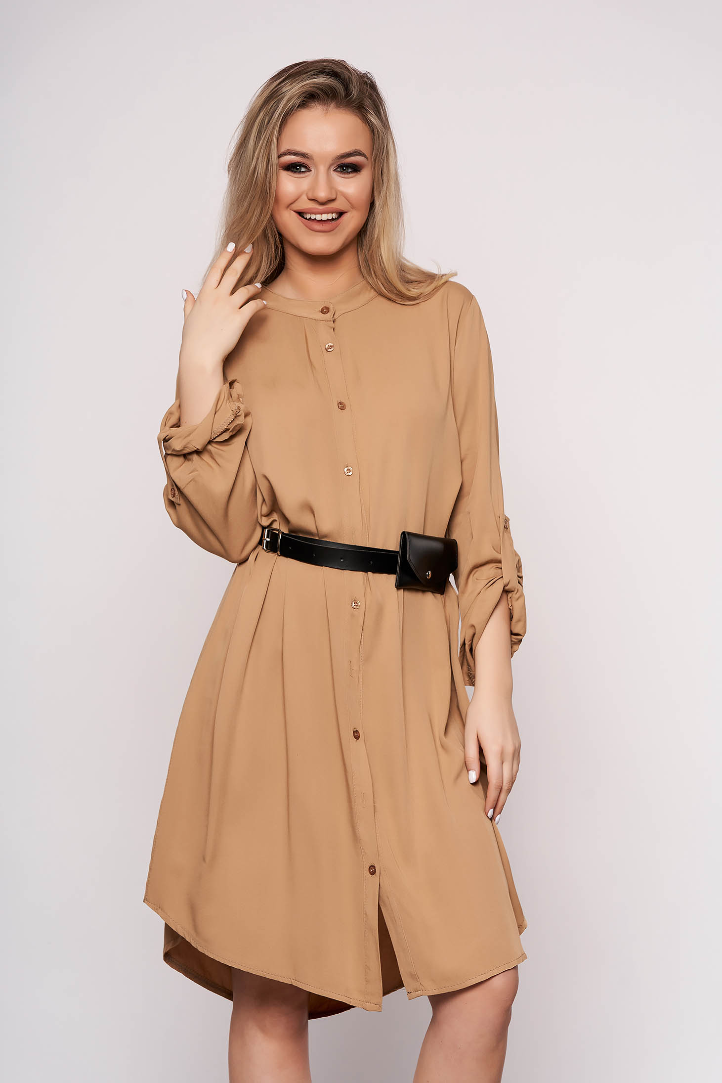 Cappuccino dress daily midi straight accessorized with belt faux ...