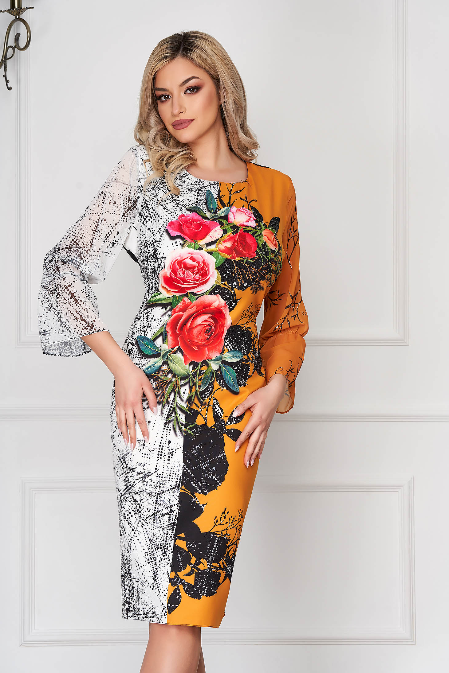 mustard flower dress