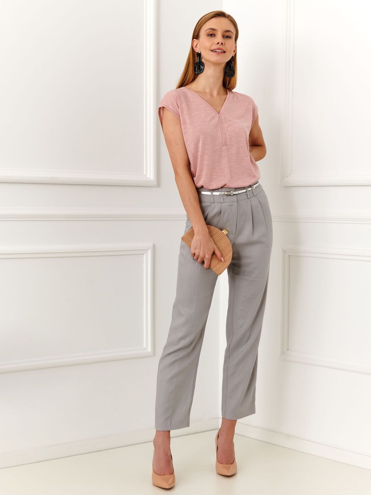 Lightgrey trousers cloth straight with pockets