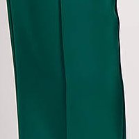 Pantaloni din stofa usor elastica verde-inchis lungi evazati cu talie inalta - StarShinerS