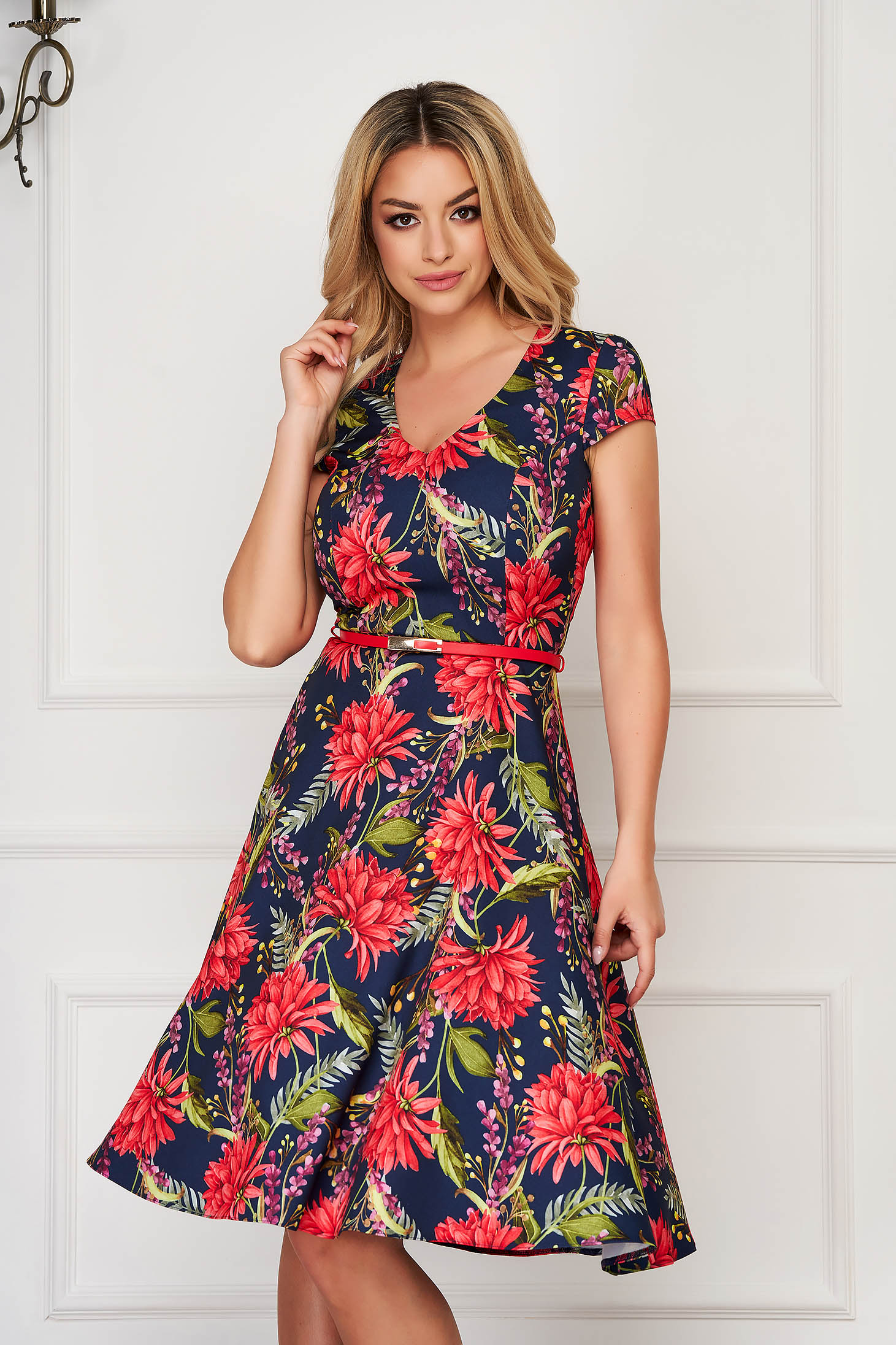 StarShinerS darkblue dress midi daily cloche cloth with pockets