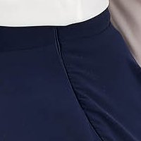 Navy Blue Chiffon Midi Flared Skirt with High Waist - StarShinerS
