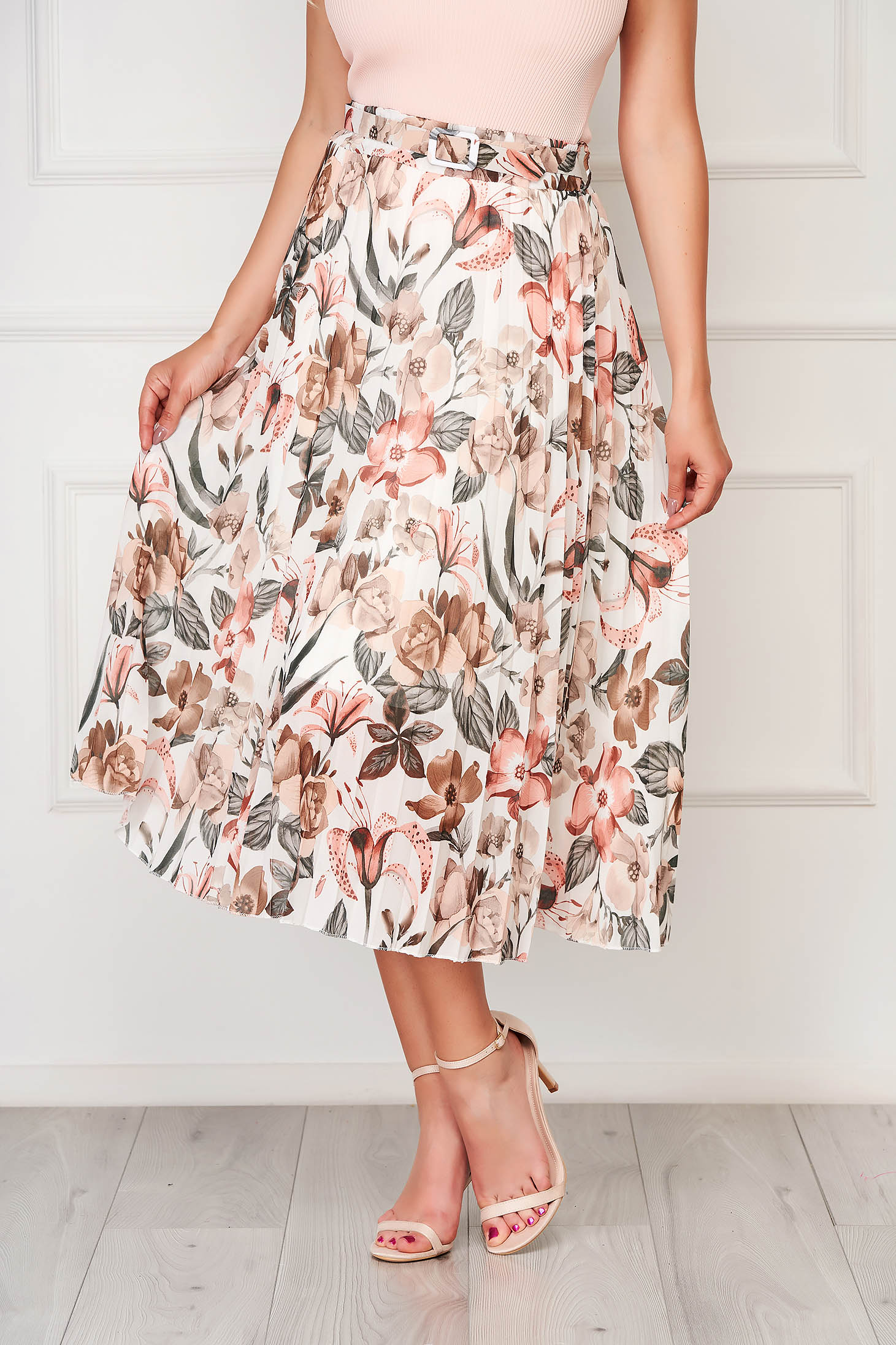 Floral Chiffon Midi Skirt