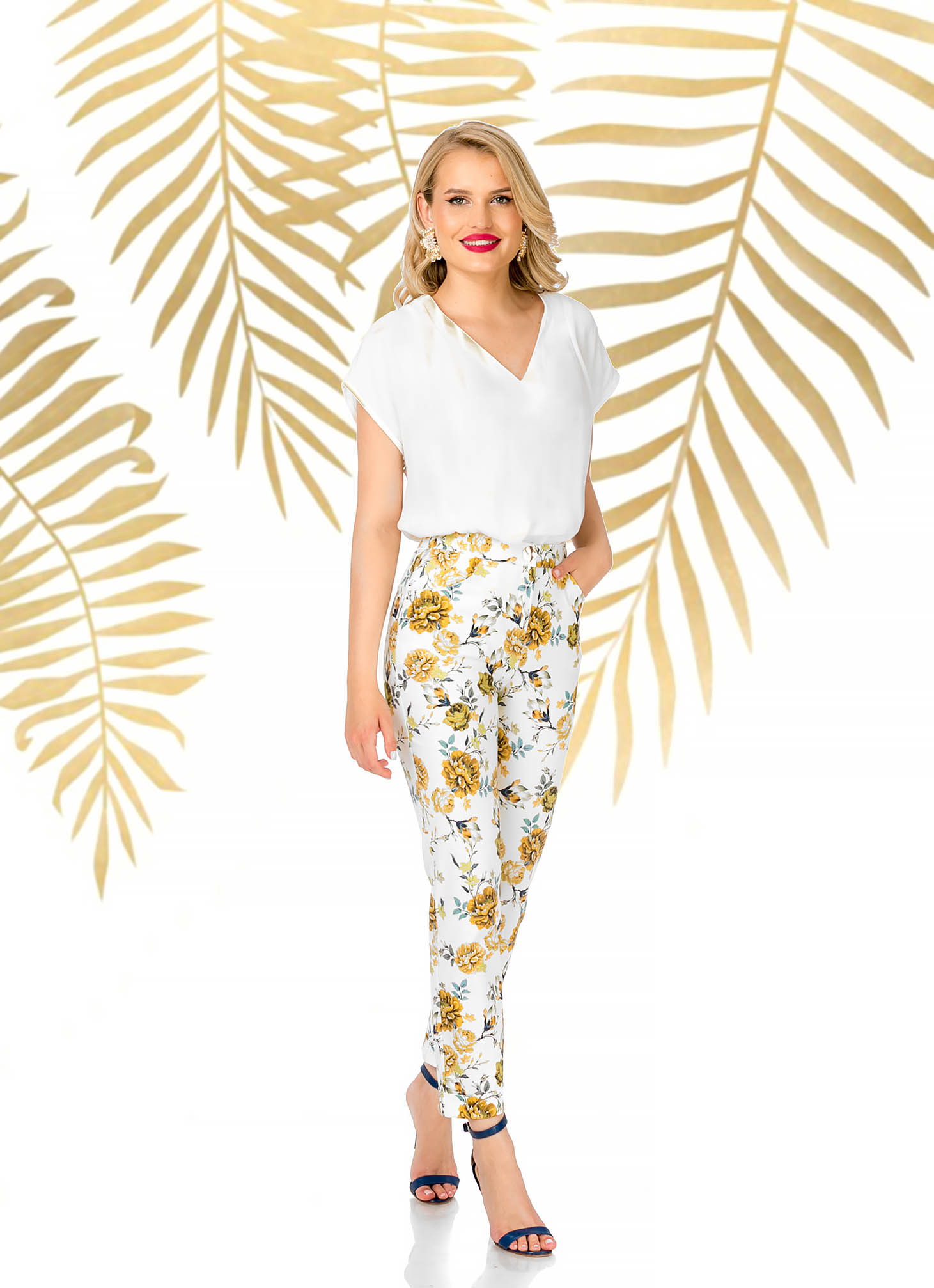 high waisted floral trousers