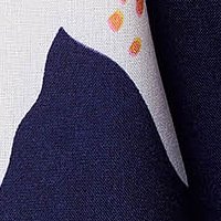 Rochie StarShinerS albastru-inchis cu imprimeu floral din material subtire cu volanase la baza rochiei