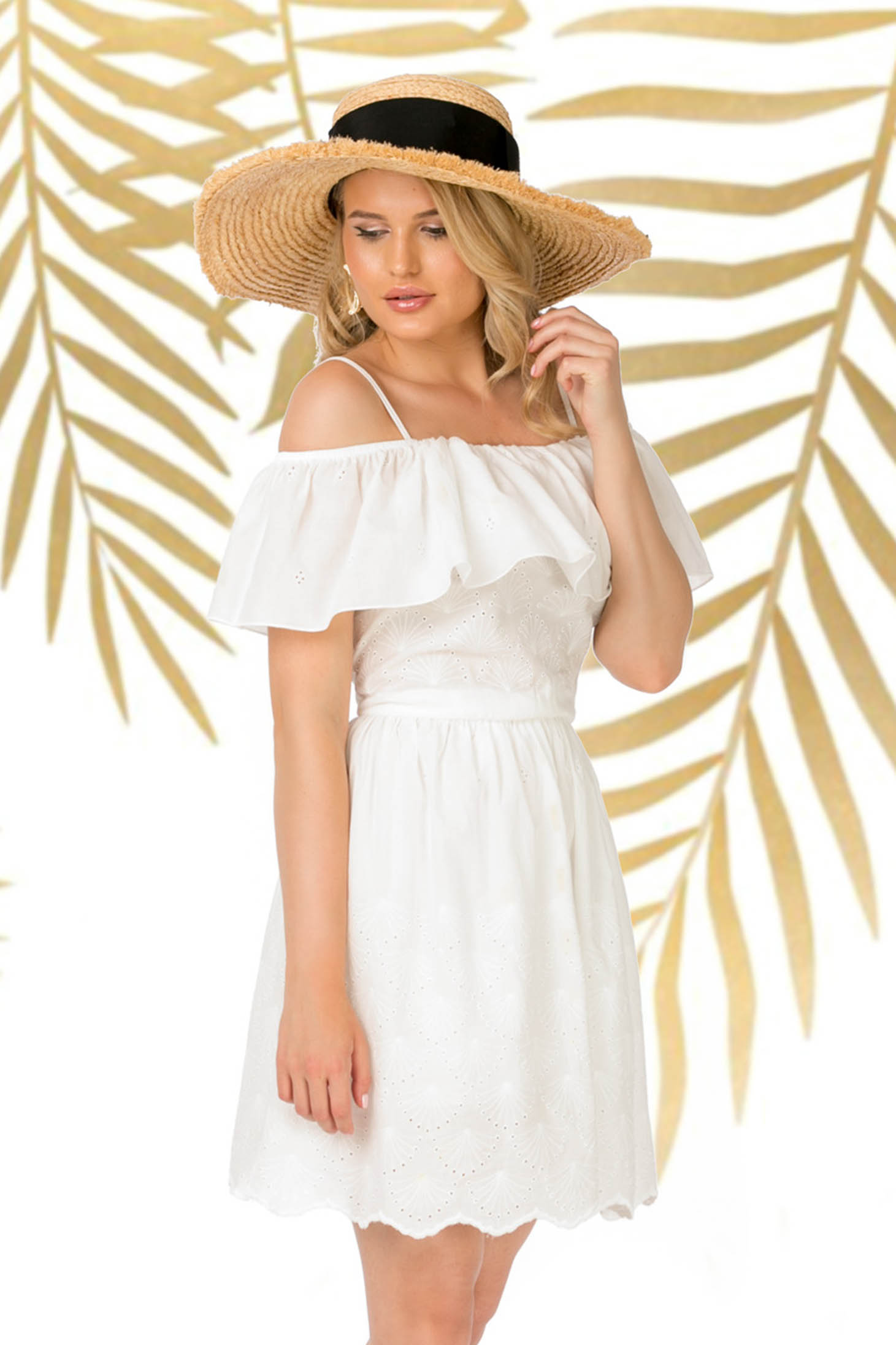 25+ Off The Shoulder Ruffle Dress White