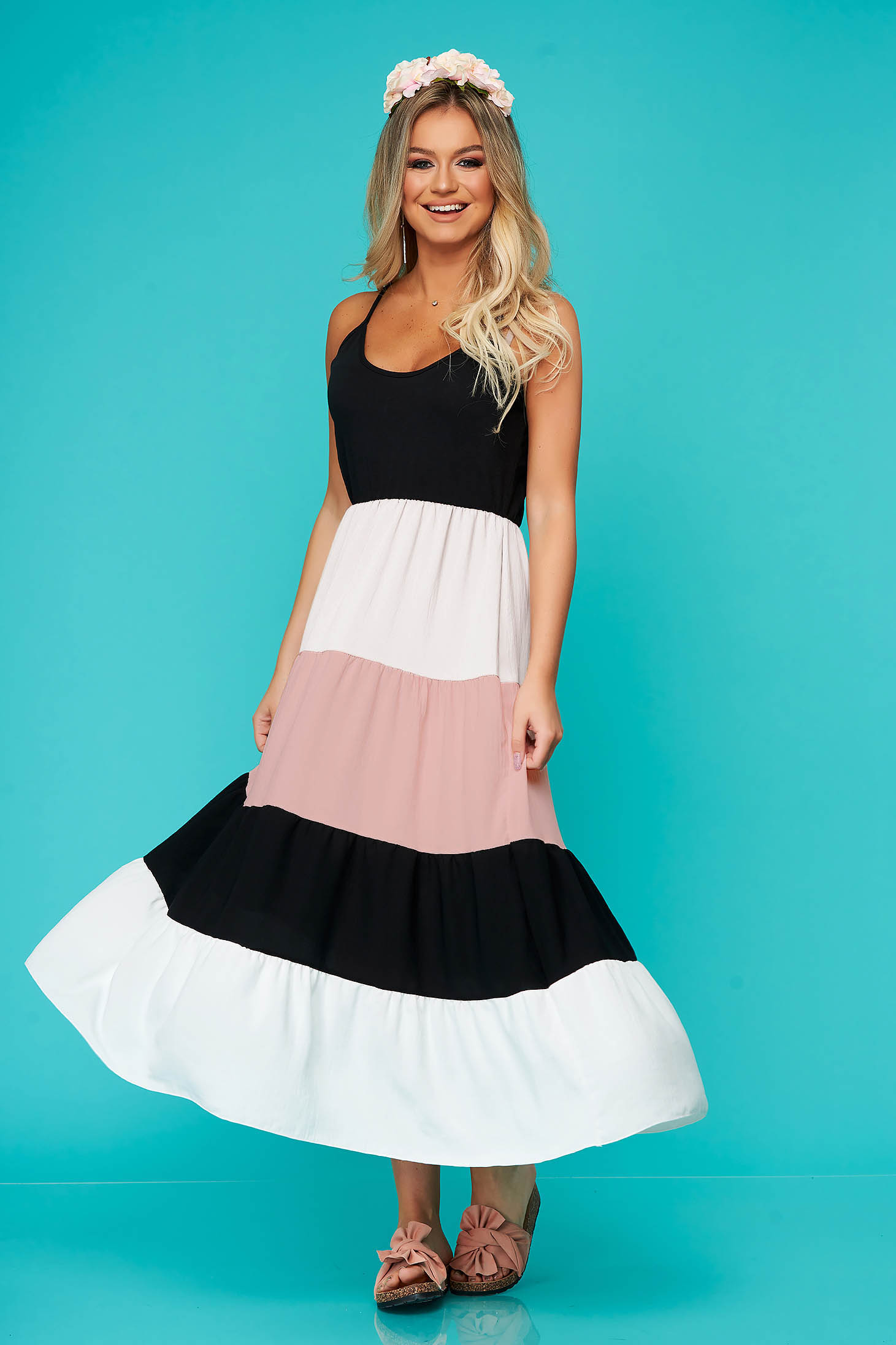 long flared maxi dress