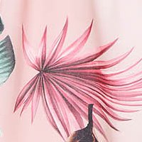 Púder rózsaszínű StarShinerS hétköznapi fodros rövid ruha muszlinból harang alakú gumirozott derékrésszel