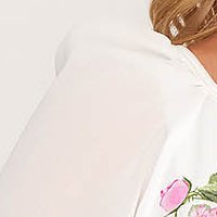 Women`s blouse elegant StarShinerS white flared thin fabric long sleeved